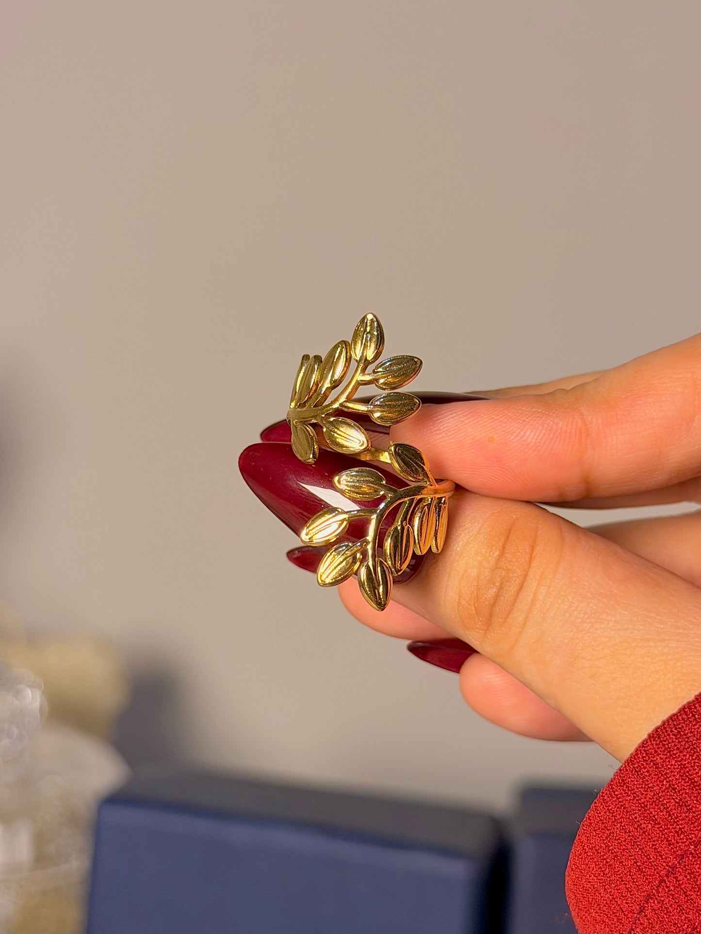 Botanical Leaf Wrap Ring - Nature Inspired Adjustable Band
