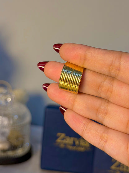 Textured Cuff Band Ring – Gold