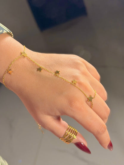 Gold Star Hand Chain Bracelet