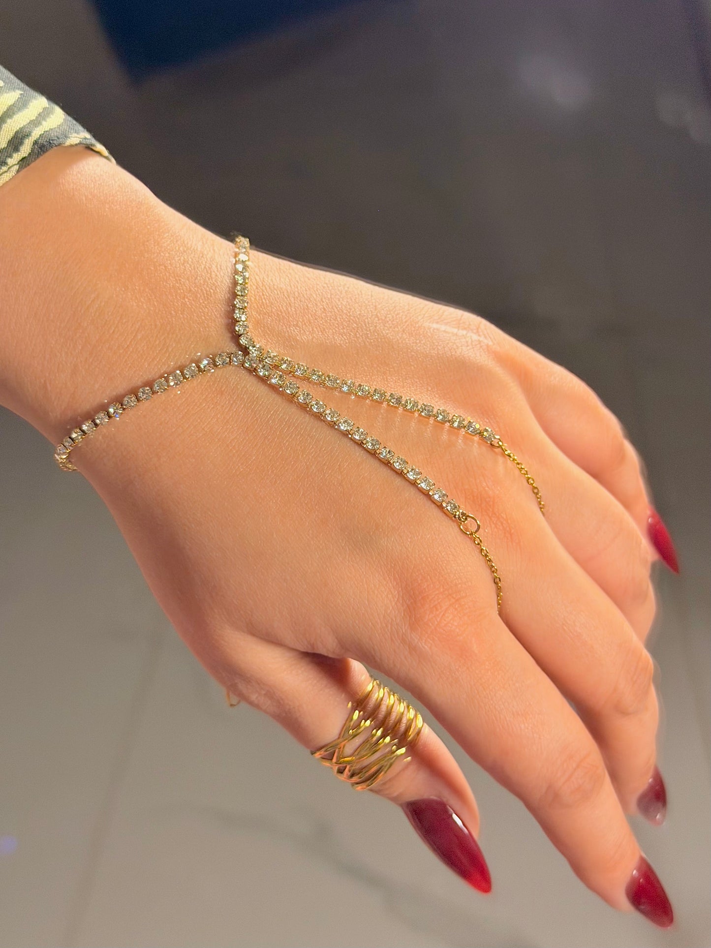 Crystal Rhinestone Hand Chain Bracelet