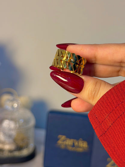 Geometric Cutout Cuff Ring – Gold