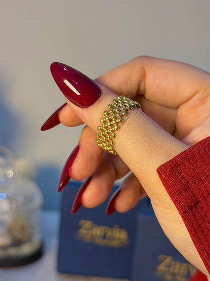 Beaded Texture Statement Ring for Women – Gold