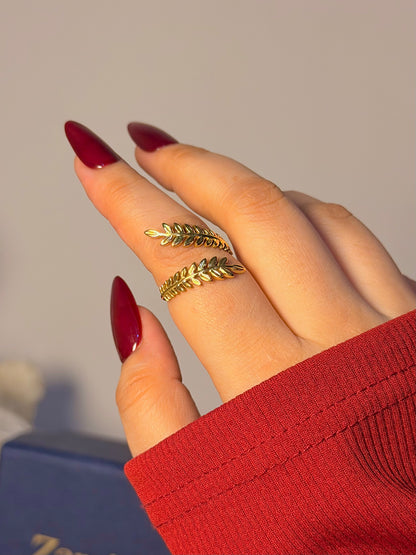 Olive Leaf Wrap Ring - Botanical Inspired Design