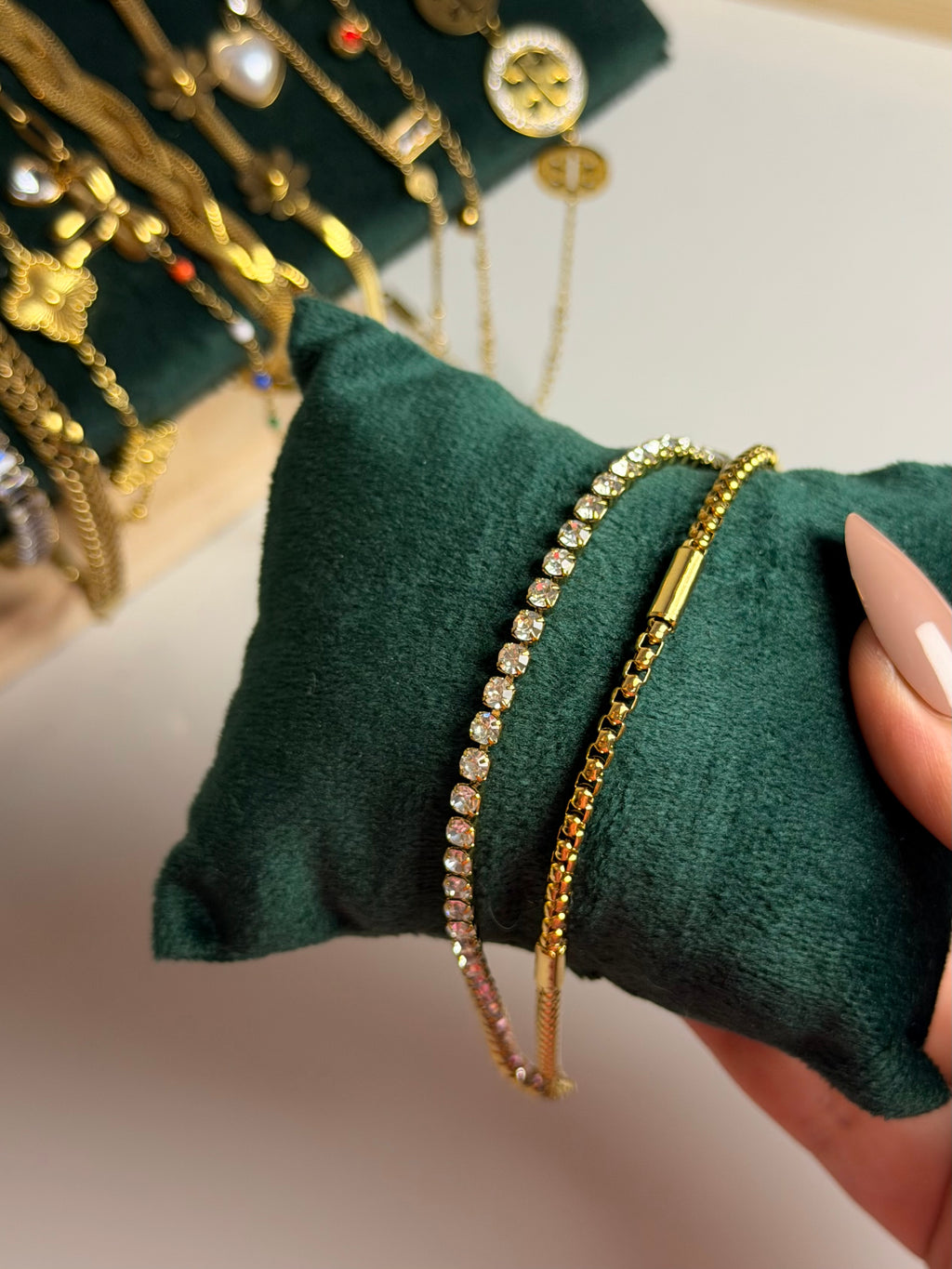 Elegant Gold & Crystal Bracelet Set
