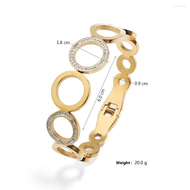 Golden Bangle With Crystal