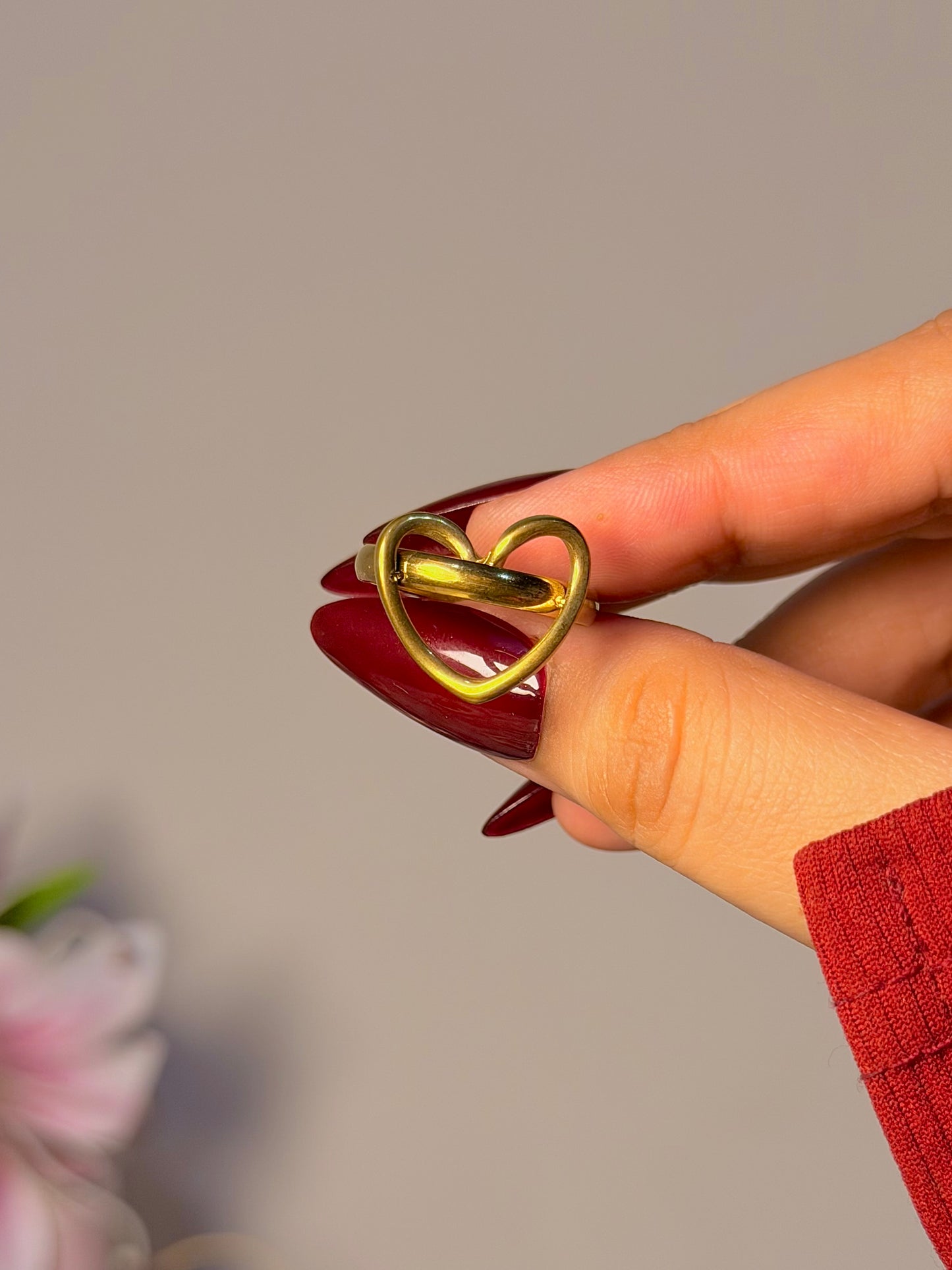 Minimalist Open Heart Ring - Modern Abstract Love Ring