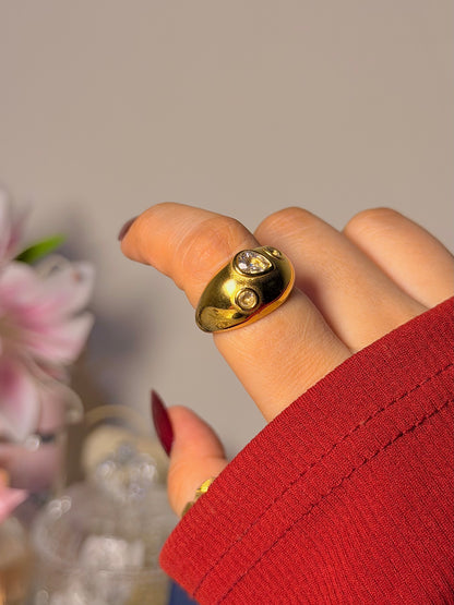 Molten Dome Ring - Sculptural Crystal Accent Design