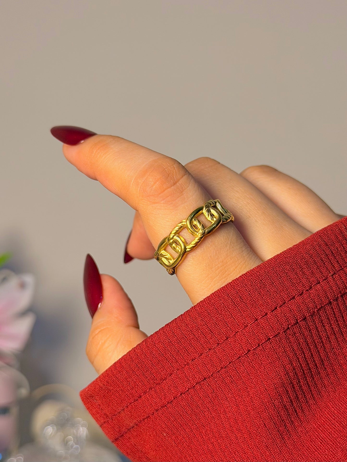 Vintage Link Band Ring - Minimal Chain Inspired Everyday Ring