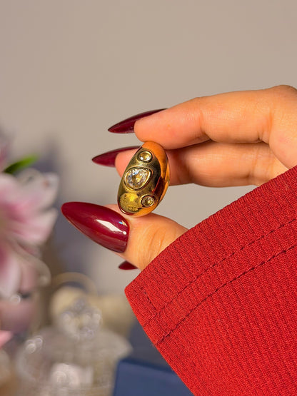 Molten Dome Ring - Sculptural Crystal Accent Design