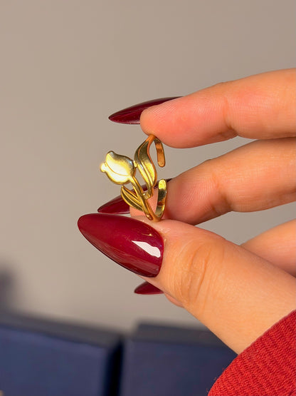 Tulip Flower Ring - Botanical Wrap Design