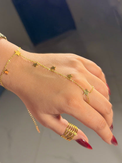 Gold Star Hand Chain Bracelet
