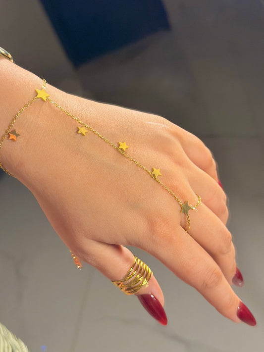Gold Star Hand Chain Bracelet