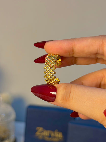 Beaded Texture Statement Ring for Women – Gold