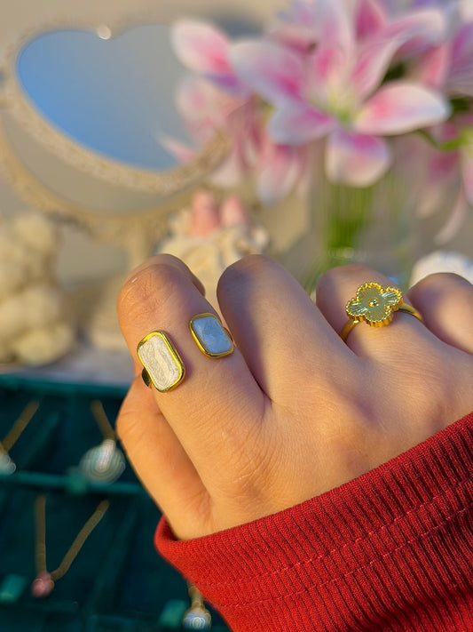 Sleek Gold & Mother-of-Pearl Adjustable Ring