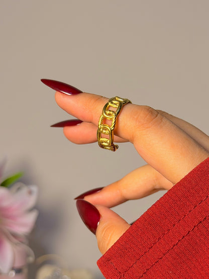 Vintage Link Band Ring - Minimal Chain Inspired Everyday Ring