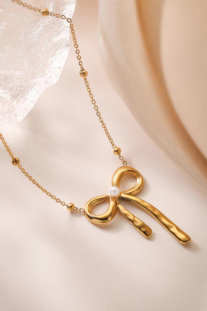 Delicate Gold-Tone Bow Necklace