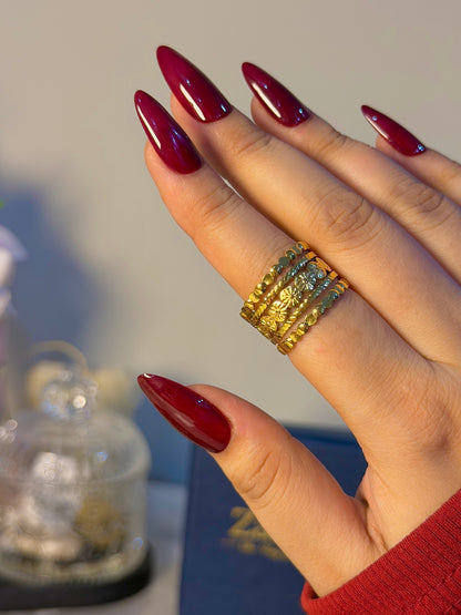 Bohemian Layered Floral Band Ring – Gold