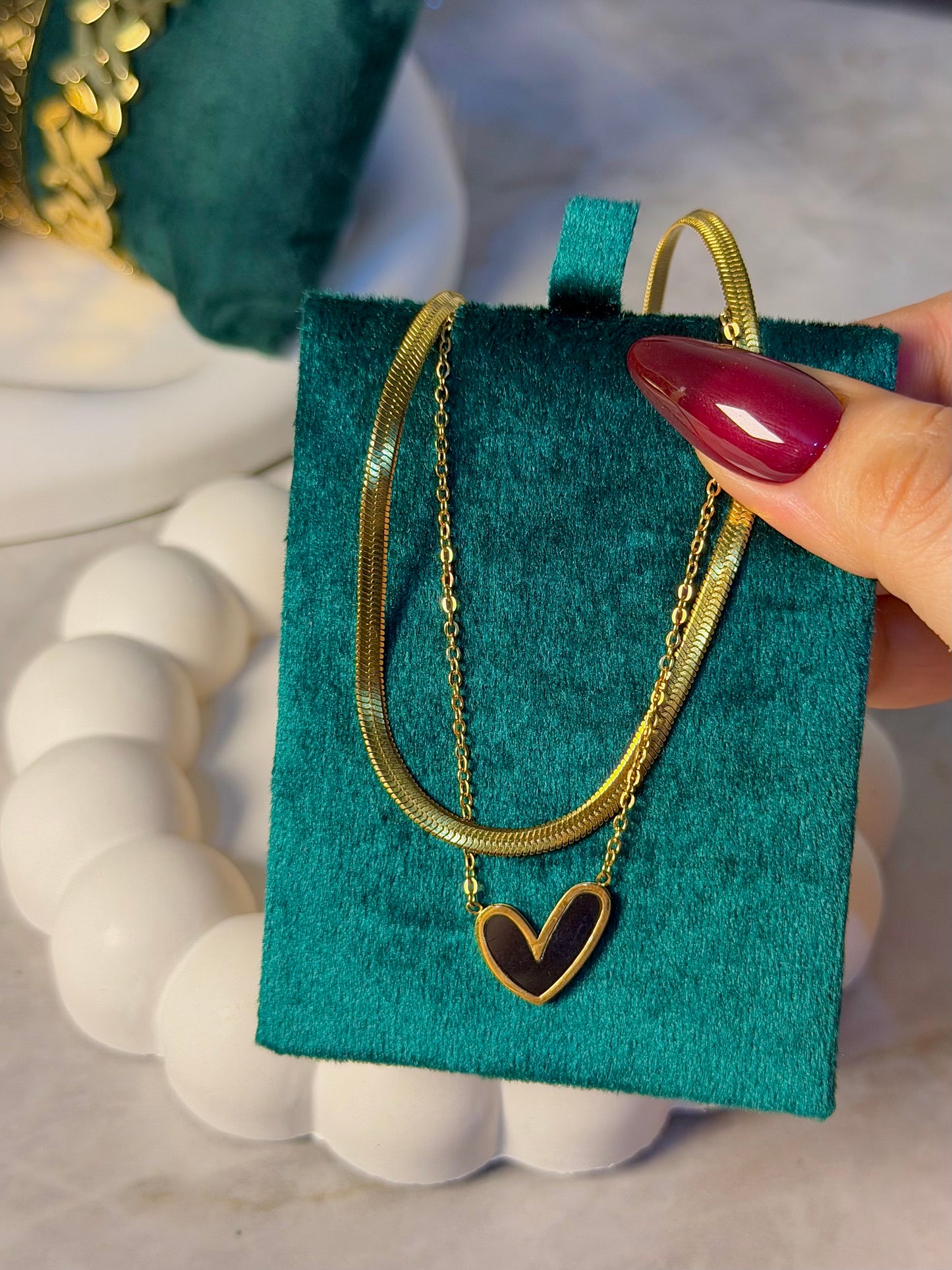 Double Layer Black Heart Necklace