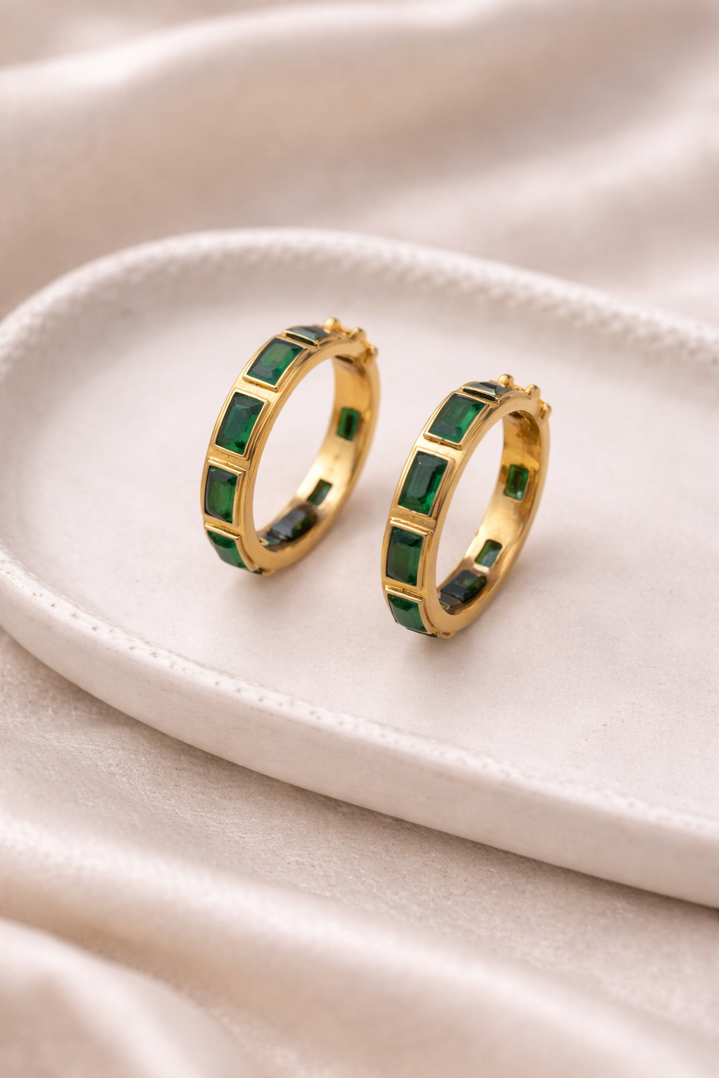 Emerald Green Stone Hoops
