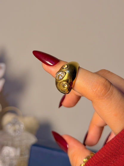 Molten Dome Ring - Sculptural Crystal Accent Design