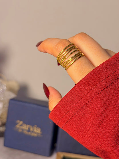 Chunky Multi Band Ring - Modern Open Cuff Design