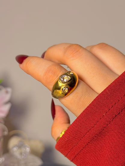 Molten Dome Ring - Sculptural Crystal Accent Design