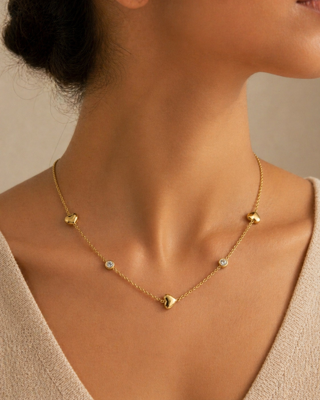 Delicate Heart Charm Gold Necklace