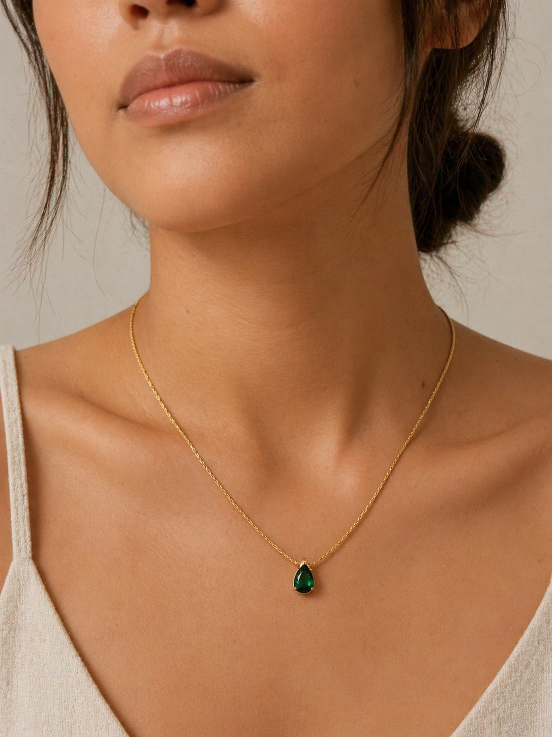 Emerald Drop Pendant Necklace