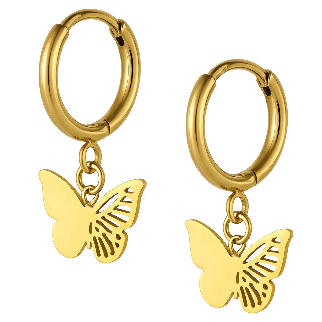 Butterfly Charm Hoop Earrings