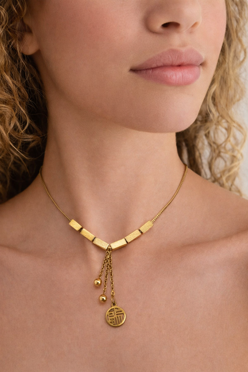 Gold-Tone Metal Charm Necklace