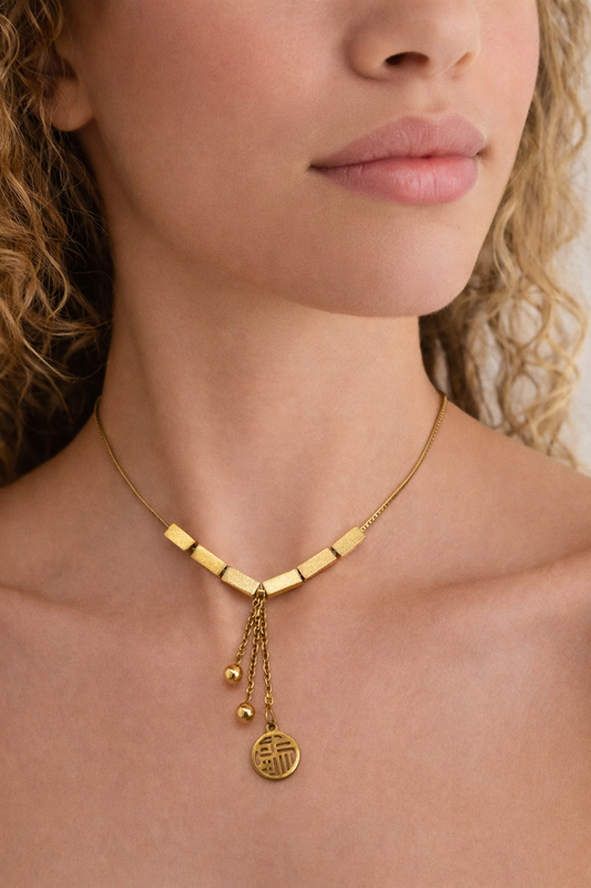 Gold-Tone Metal Charm Necklace