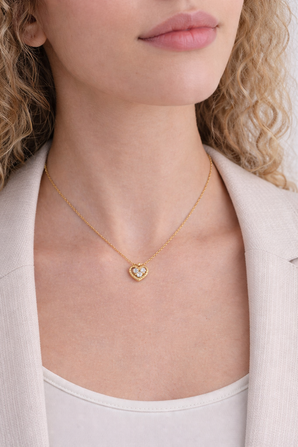 Mini Heart Necklace with Sparkling Rhinestones