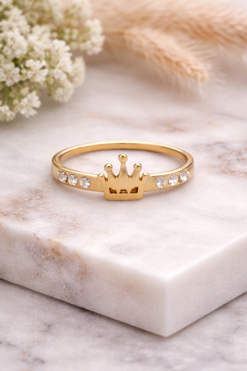 Crown Metal Ring with Stones