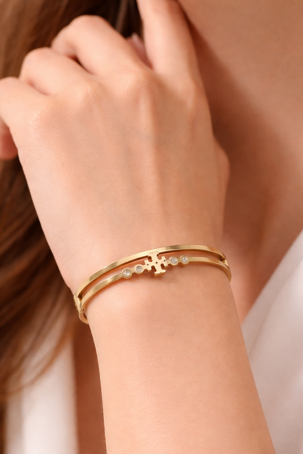 Double Layered Golden Stainless Steel Bangle