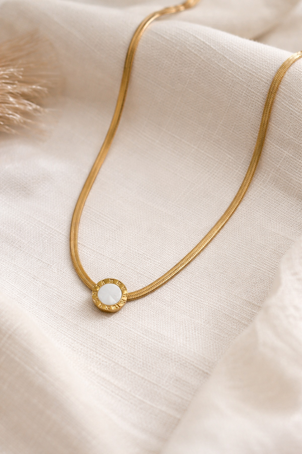 White Moon Snake Chain Necklace