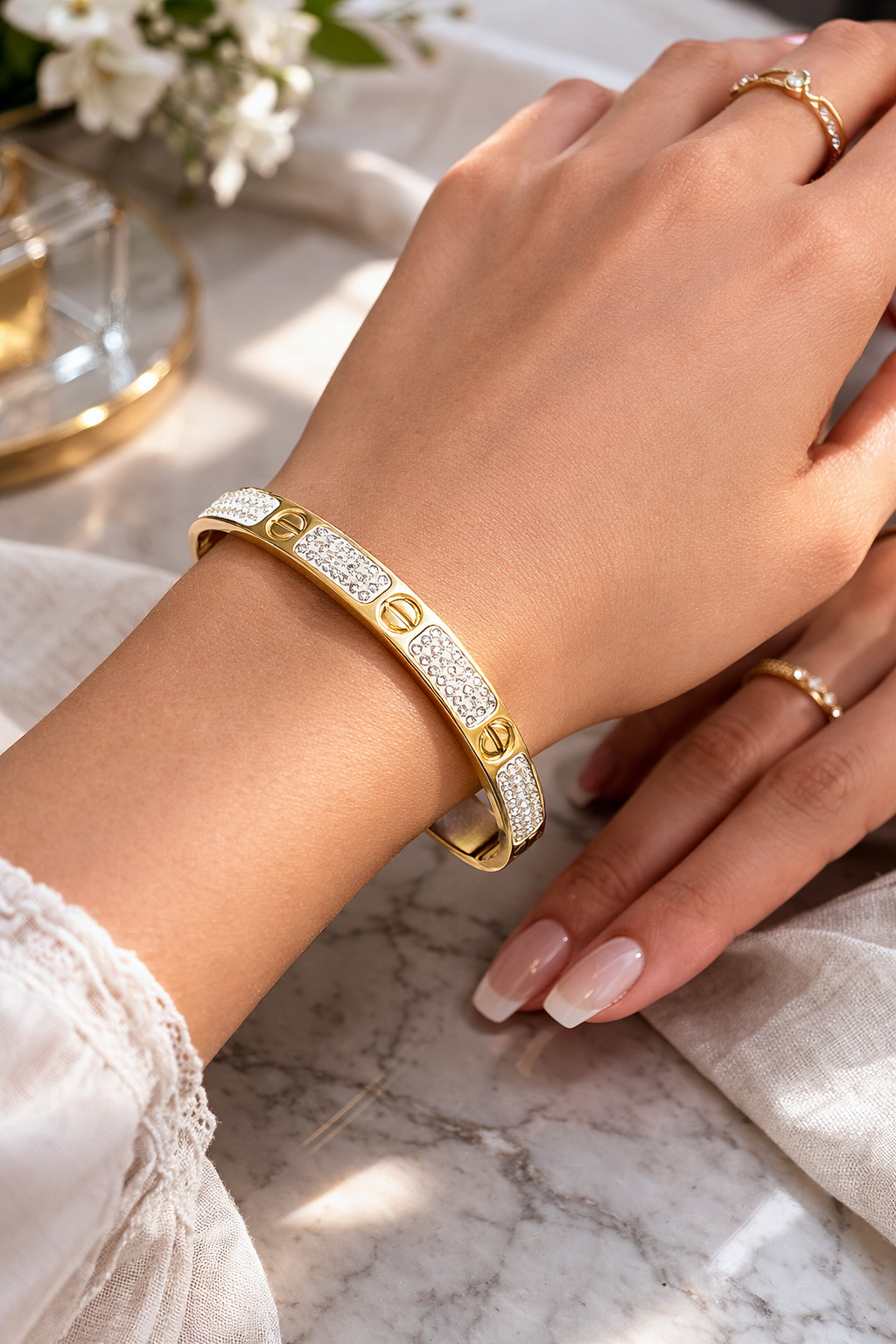 Luxurious Cartier-Inspired Gold Bangle