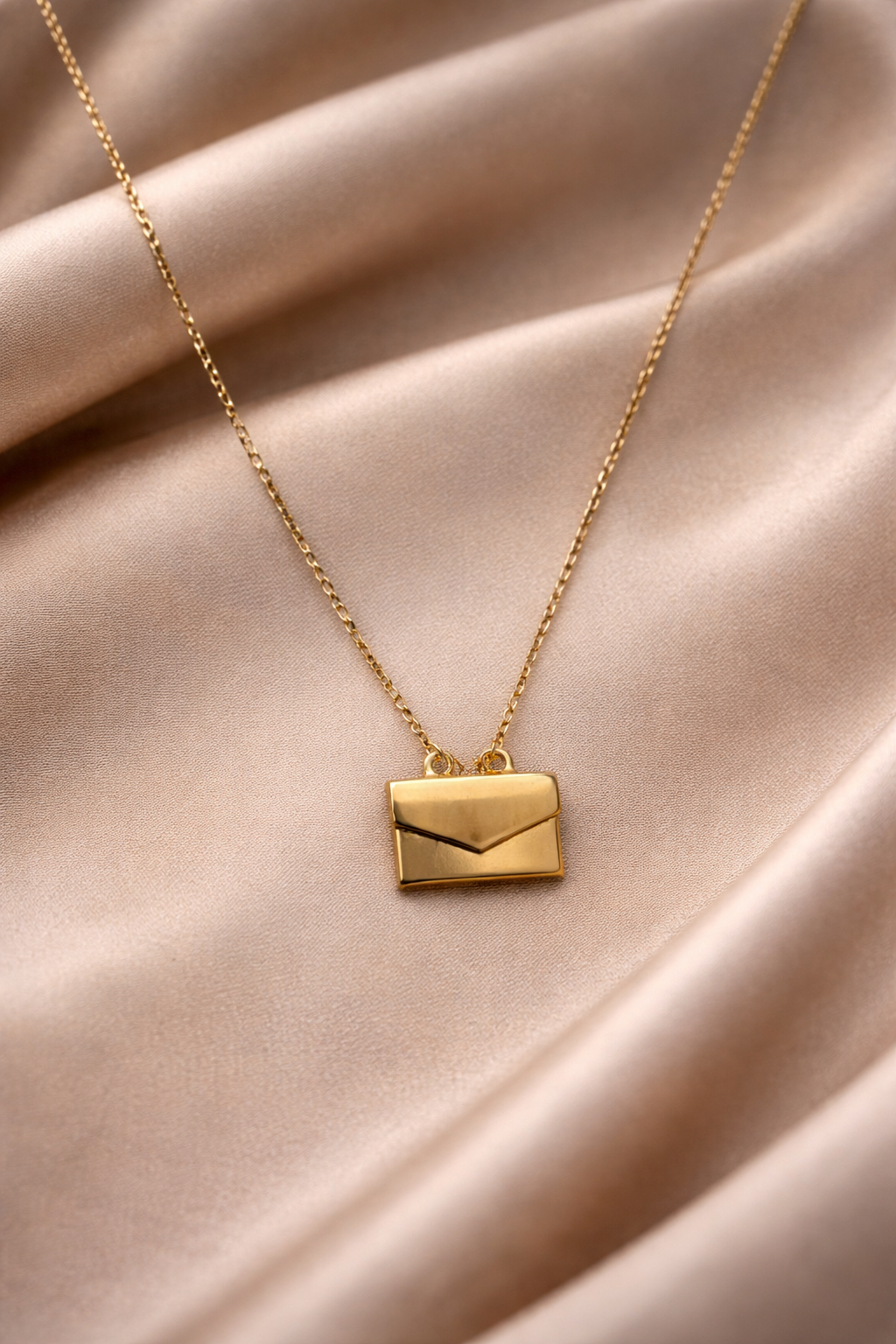 Elegant Gold Envelope Pendant Necklace
