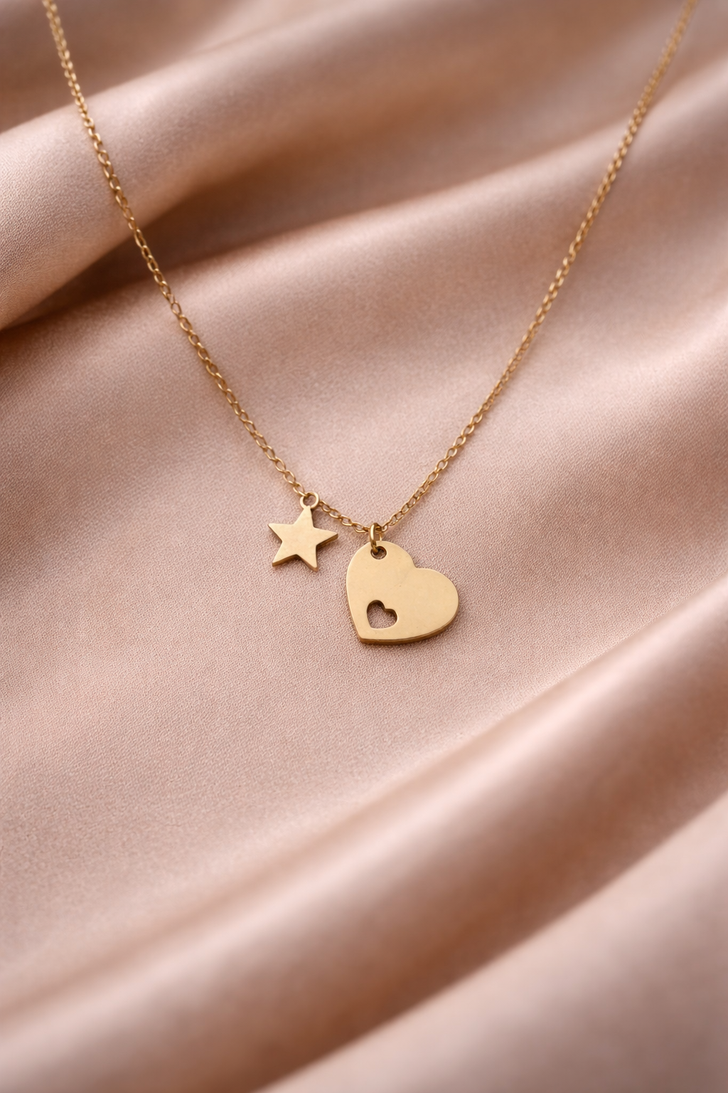 Elegant Gold Heart & Star Pendant Necklace - Perfect for Gifting