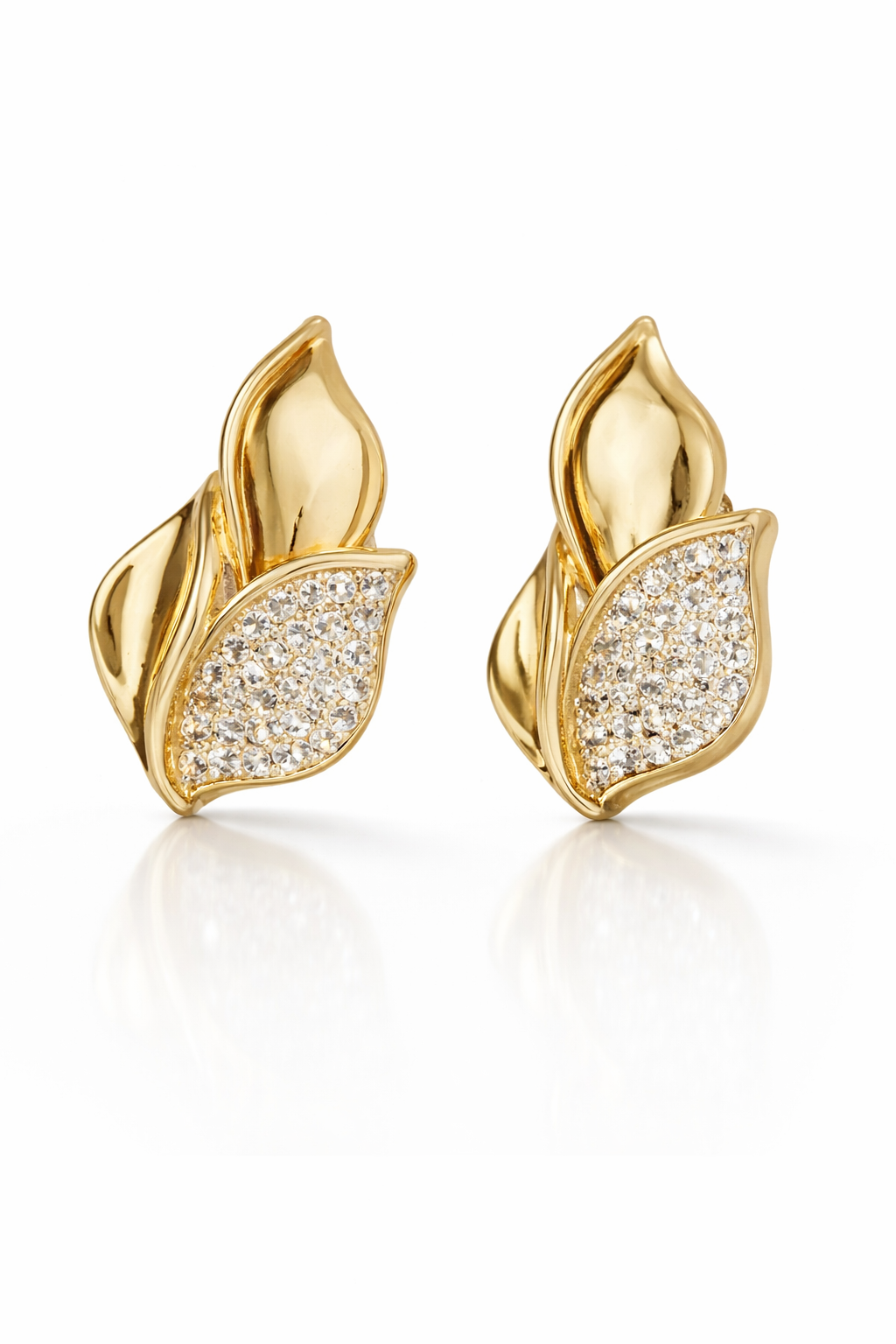 Leaf Crystal Stud Earrings