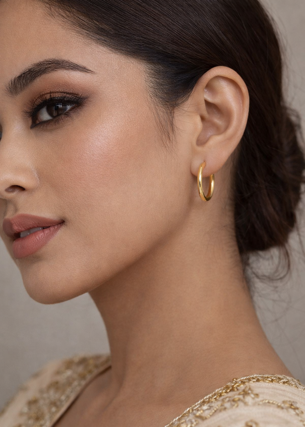 Golden Metal Minimal Hoops