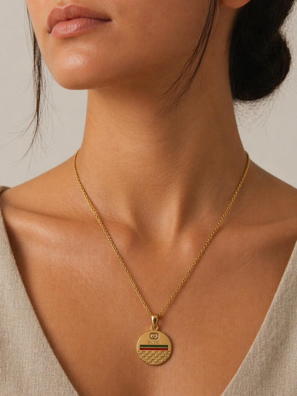 Luxury Red & Green Inspired Coin Pendant Necklace
