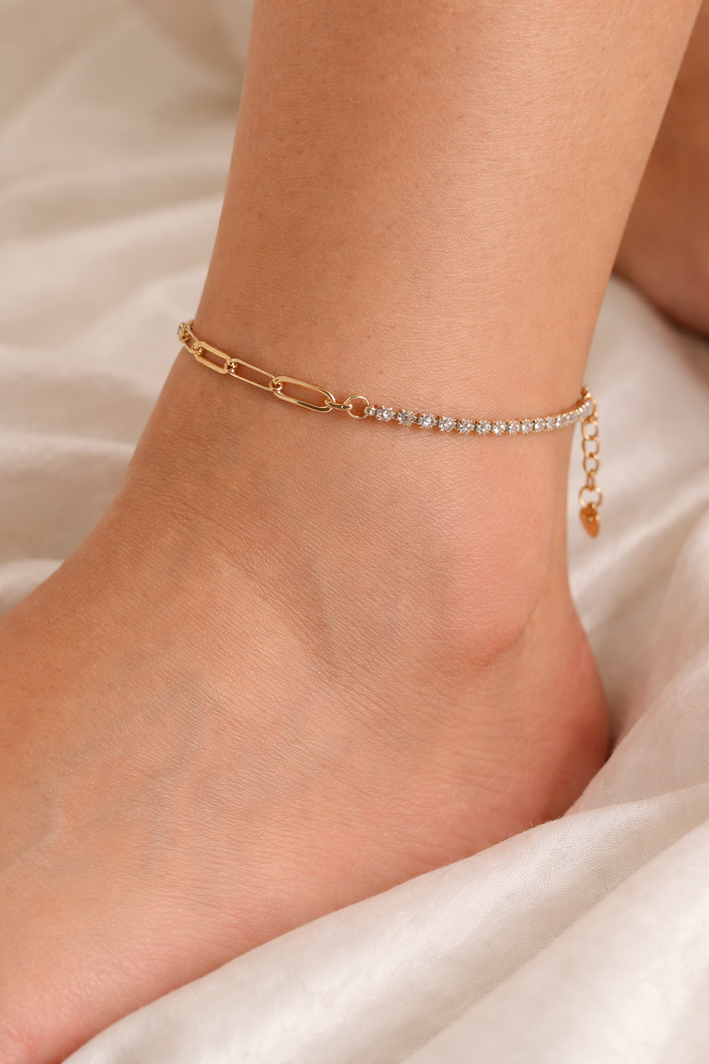 Delicate Chain Anklet with Gemstones