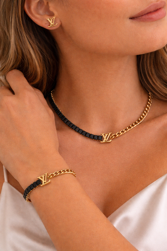 Stainless Steel Jewellery Set – Necklace, Bracelet & Ear Studs
