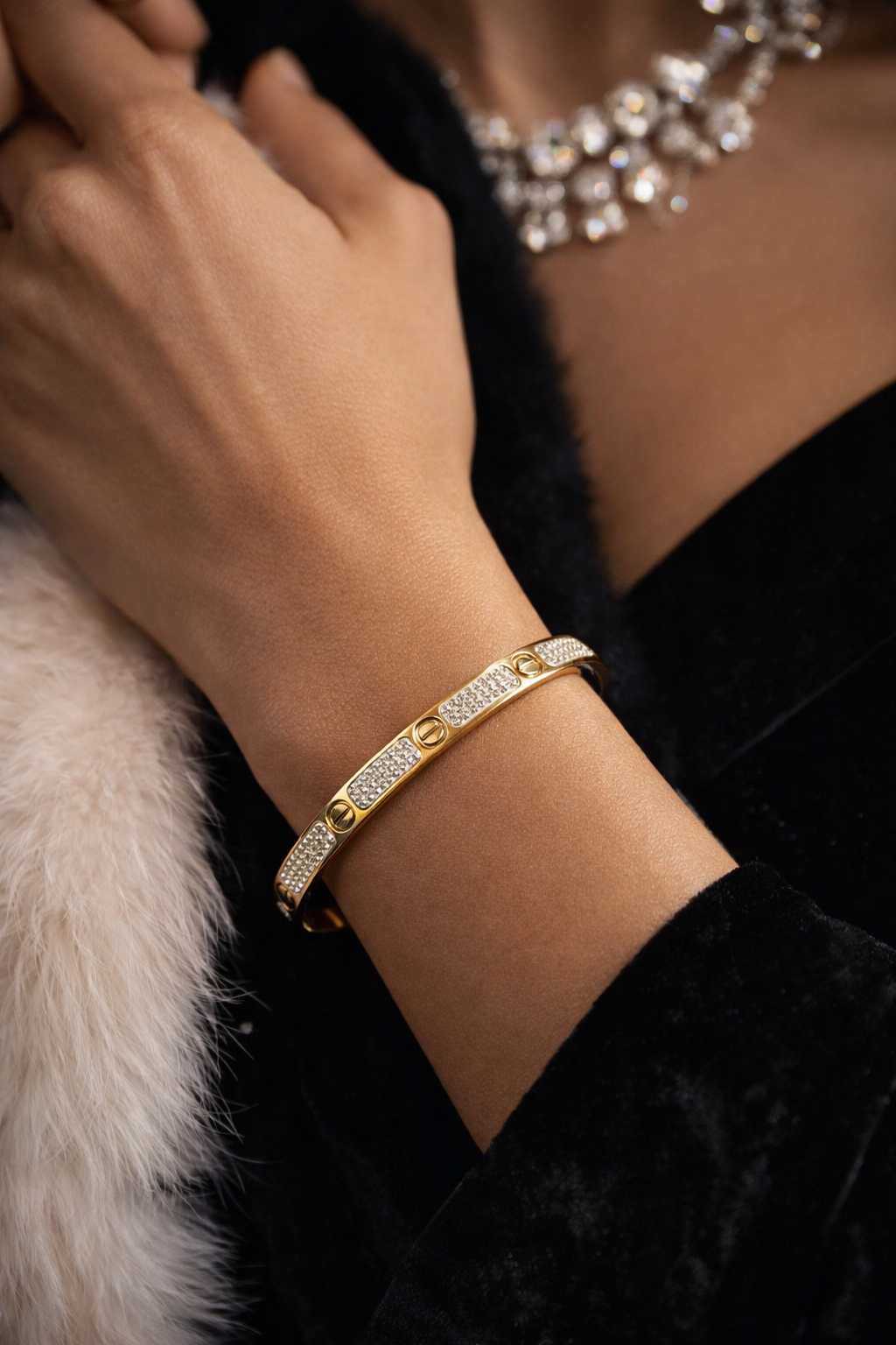 Luxurious Cartier-Inspired Gold Bangle