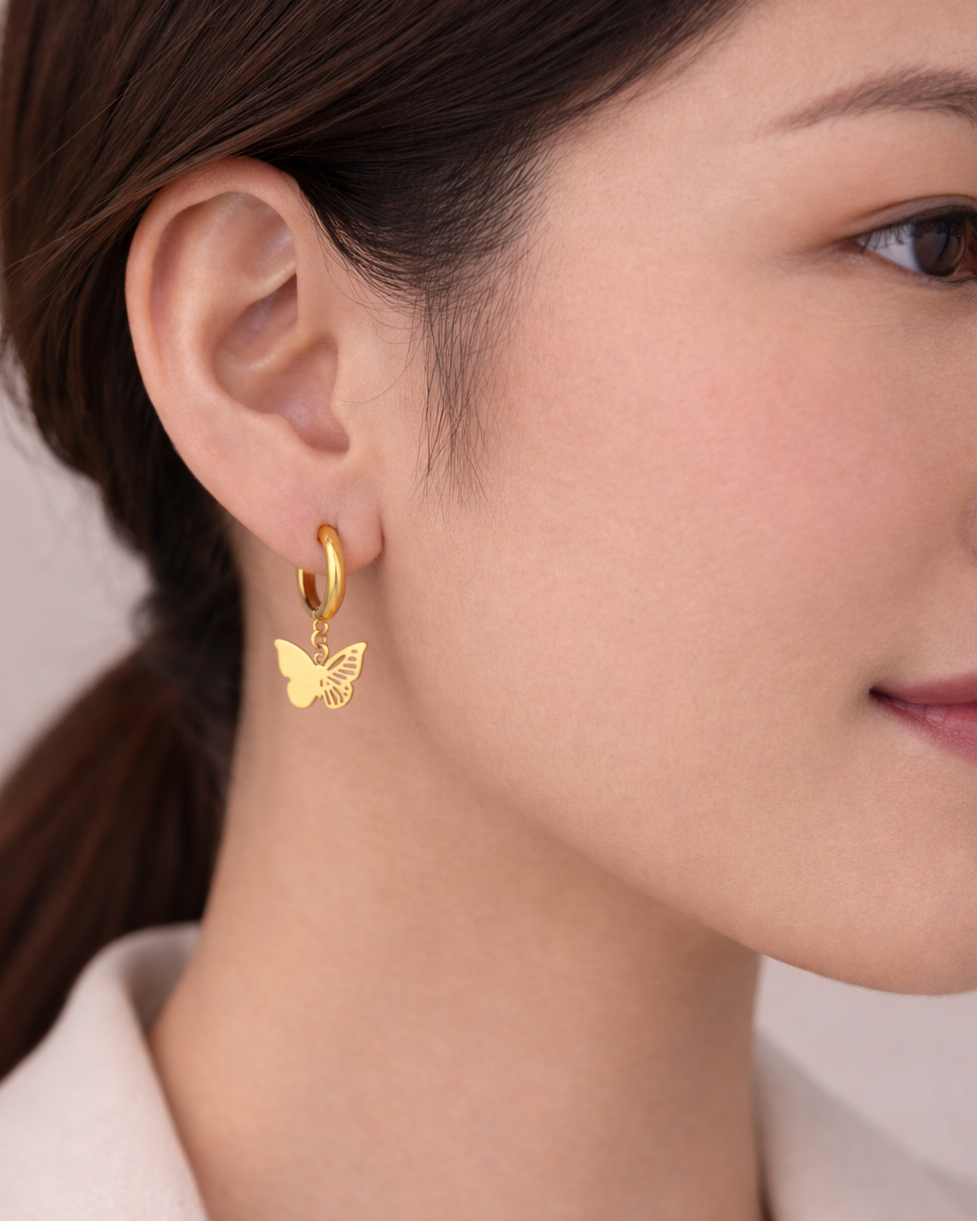 Butterfly Charm Hoop Earrings
