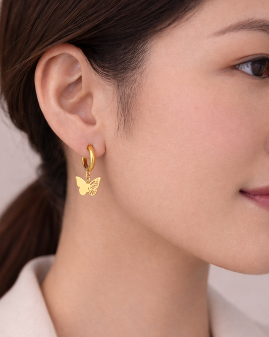 Butterfly Charm Hoop Earrings