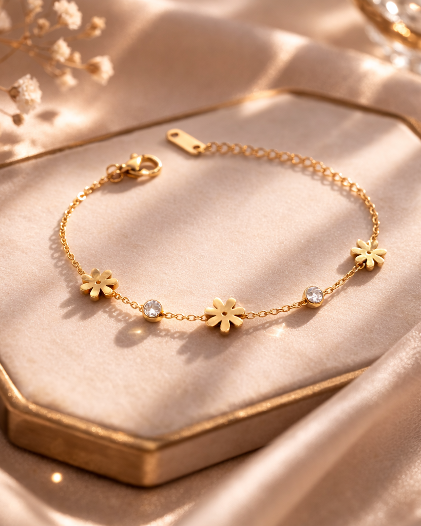 Elegant Gold Flower Charm Bracelet