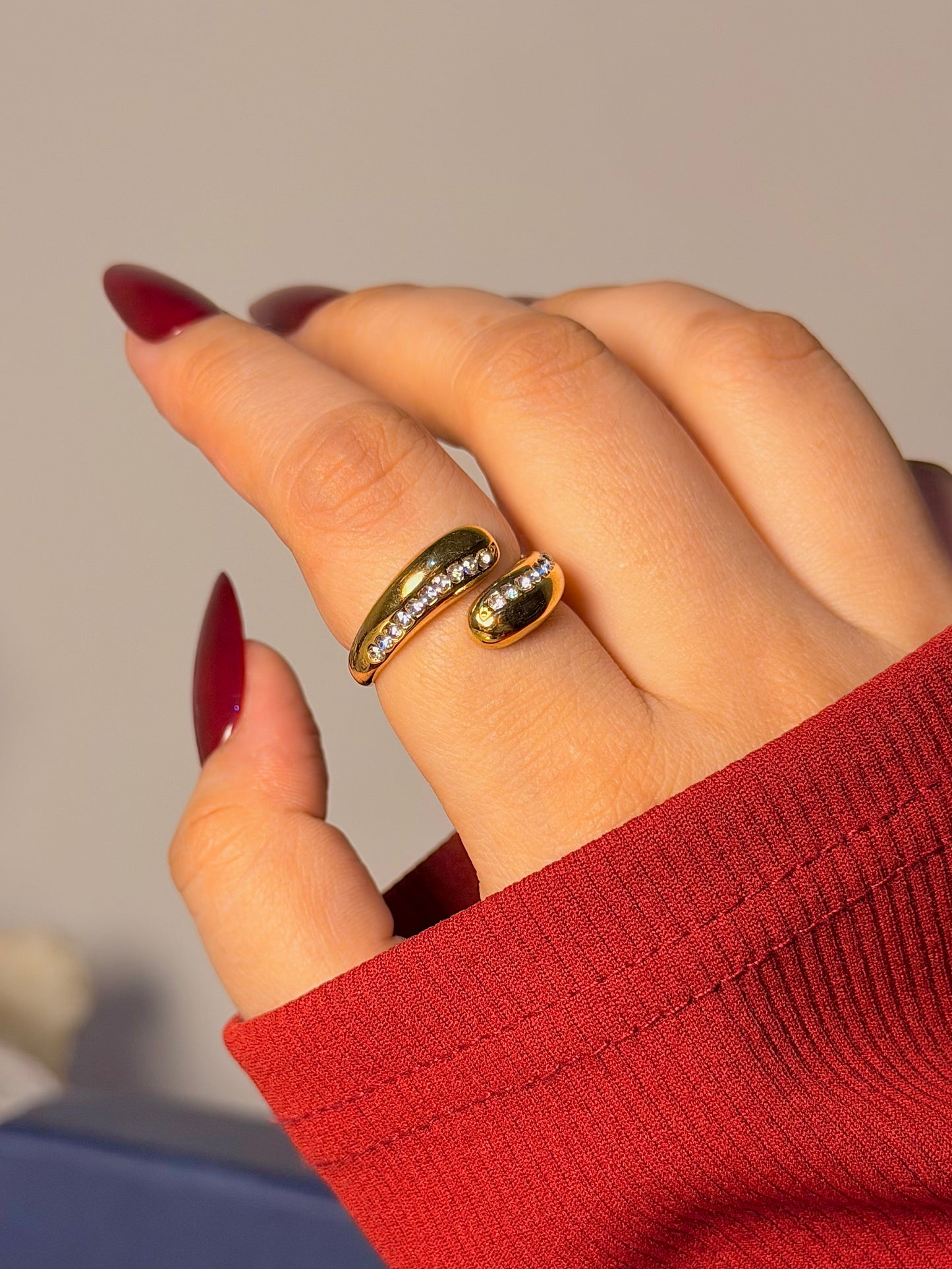 Crystal Wrap Ring - Pavé Accent Design