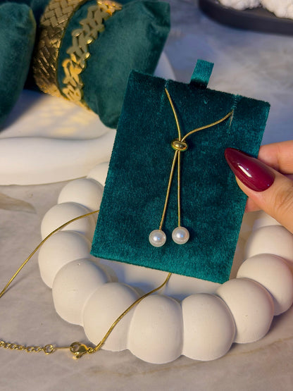 Adjustable Pearl Drop Slider Necklace