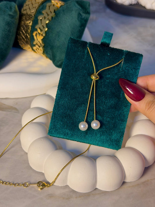 Adjustable Pearl Drop Slider Necklace